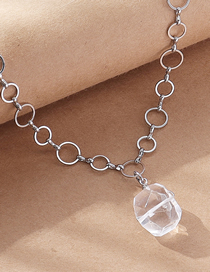 Fashion Silver Geometric Irregular Natural Stone Openwork Chain Necklace