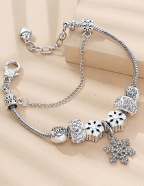 Fashion Silver Alloy Diamond Snowflake Bucket Beaded Diy Bracelet