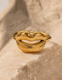 Fashion Gold Stainless Steel Lip Chop Ring