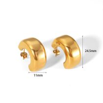 Fashion Gold Titanium Steel Smooth C-shaped Earrings