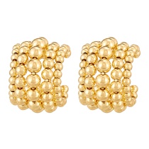 Fashion Gold Copper C-shaped Ball Earrings