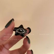 Fashion Black Star Open Ring Alloy Dripping Oil Planet Five-pointed Star Ring