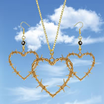 Fashion 4# Wire Thorn Love Necklace And Earrings Set