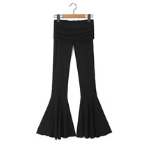 Fashion Black Cotton Pleated Flared Trousers