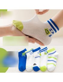 Fashion Cool Boy [5 Pairs Of Breathable Mesh] Cotton Printed Breathable Mesh Kids Socks