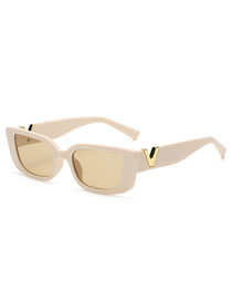 Fashion Beige Small Resin Square Sunglasses