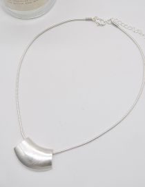 Fashion Silver Frosted Brushed Snake Chain Geometric Square Necklace
