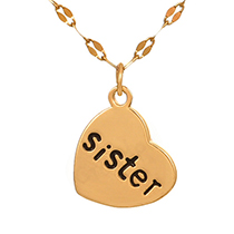 Fashion Golden 4 Titanium Steel Oil Dripping Love Letter Pendant Necklace