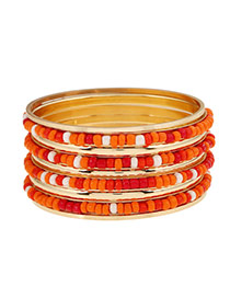 Fashion Orange Beads Decorated Mulitlayer Design Alloy Fashion Bangles