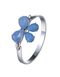 Elegant Blue Bowknot Decorated Simple Design  Alloy Fashion Bangles