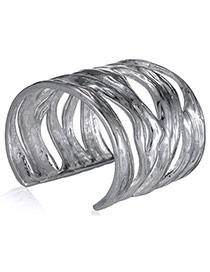Fashion Silver Color Hollow Out Opening Design Alloy Fashion Bangles