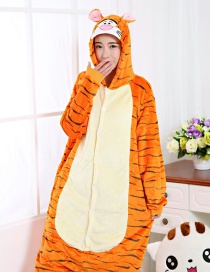 Fashion Yellow Tiger Shape Decorated Simple Nightgown